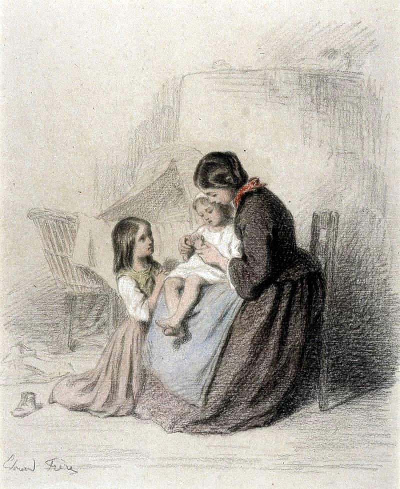 Interno con donna che insegna al bambino a pregare - Walters Museum